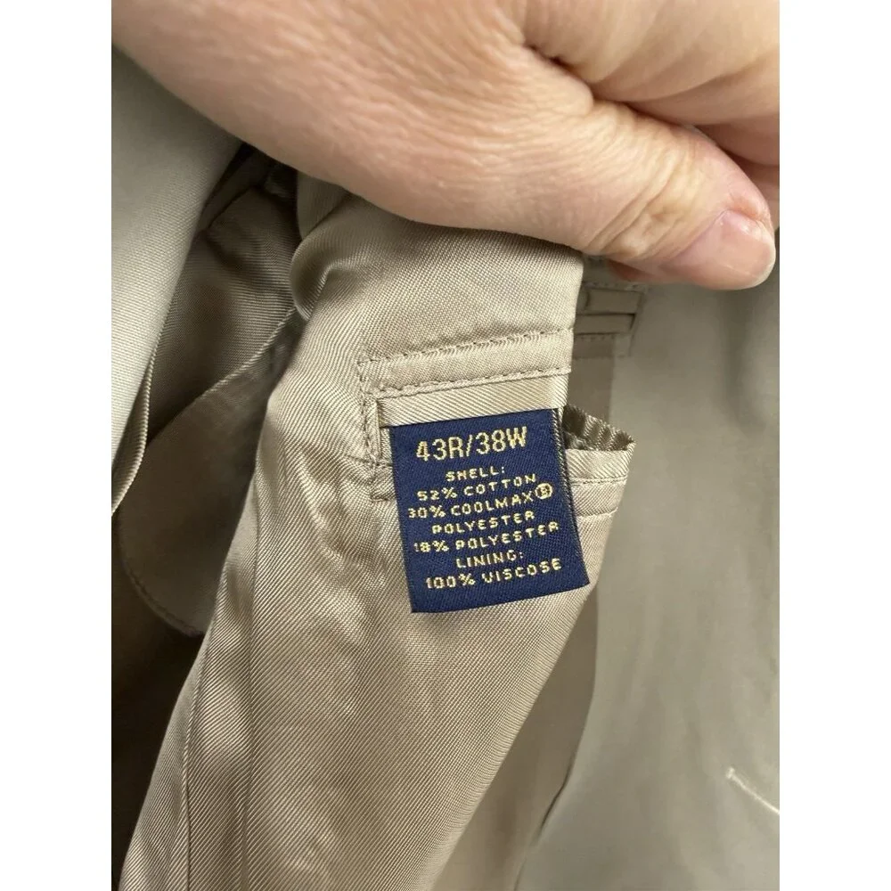 Brooks Brothers Blazer Men 43R Tan BrooksCool Poplin 3 Button Jacket Sports Coat